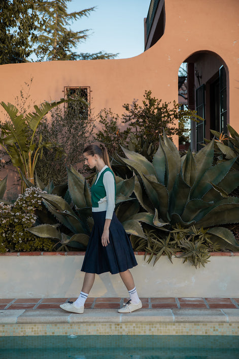 Polo Collar Top with Vest Look Overlay