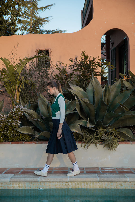 Polo Collar Top with Vest Look Overlay