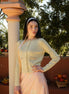 Abstract Satin Aline Skirt with Seam Detail