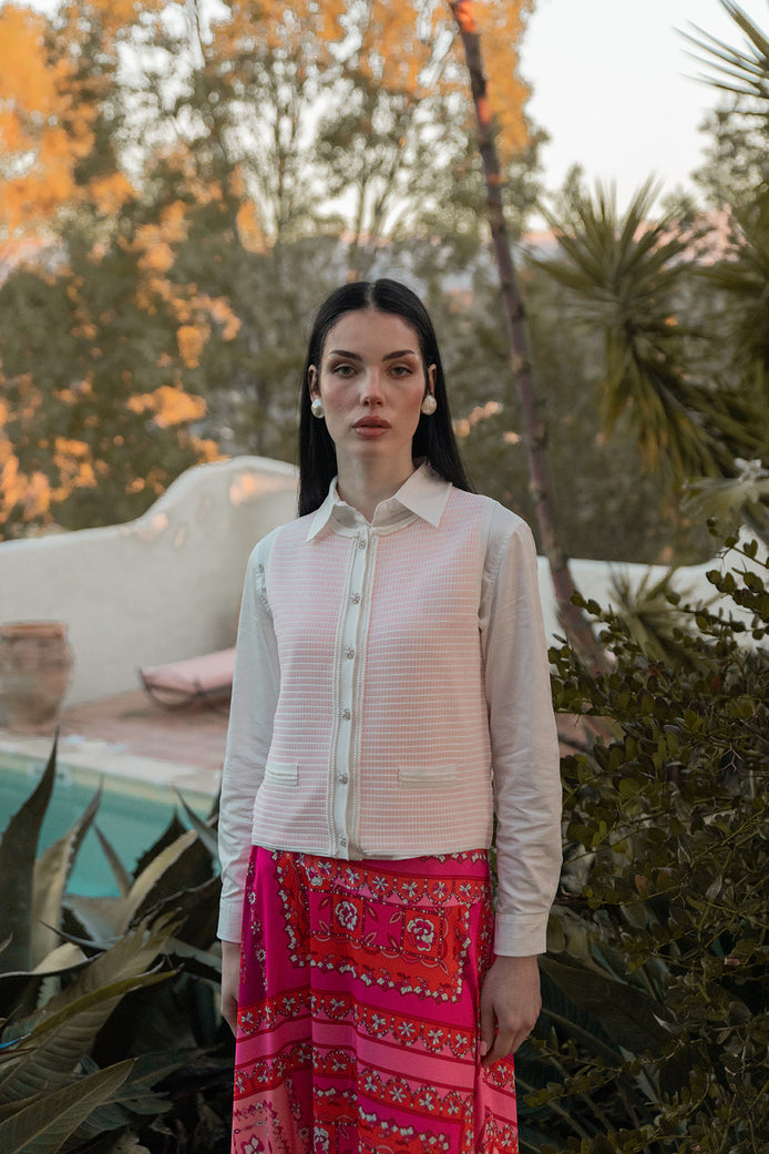 Boucle Button Front Vest