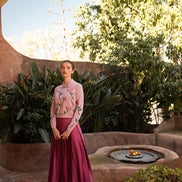 Knit Top with Printed Flower and 3D Applique