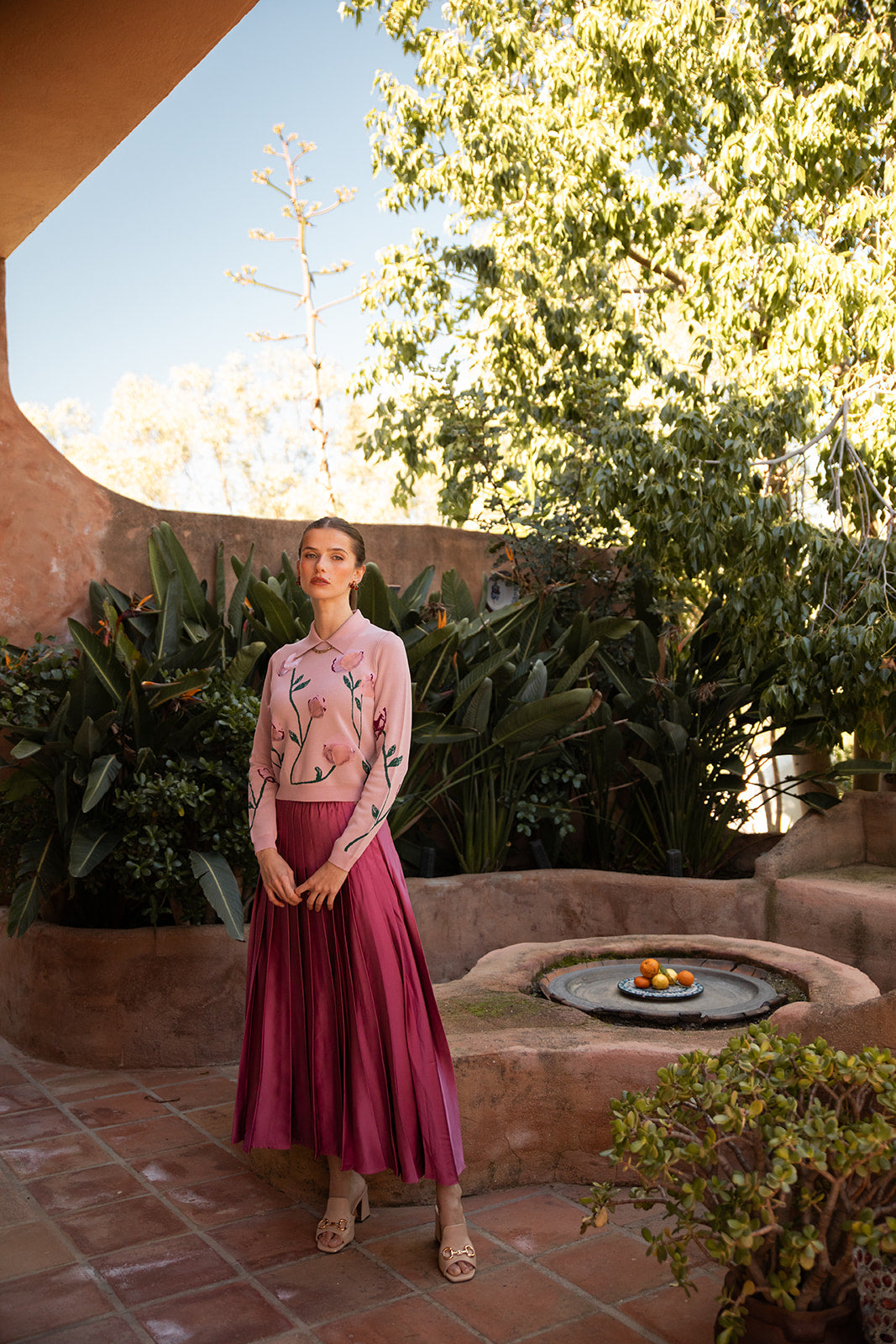 Knit Top with Printed Flower and 3D Applique