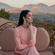 Round Pointelle Knit Top with Beaded Embellishment