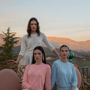 Round Pointelle Knit Top with Beaded Embellishment