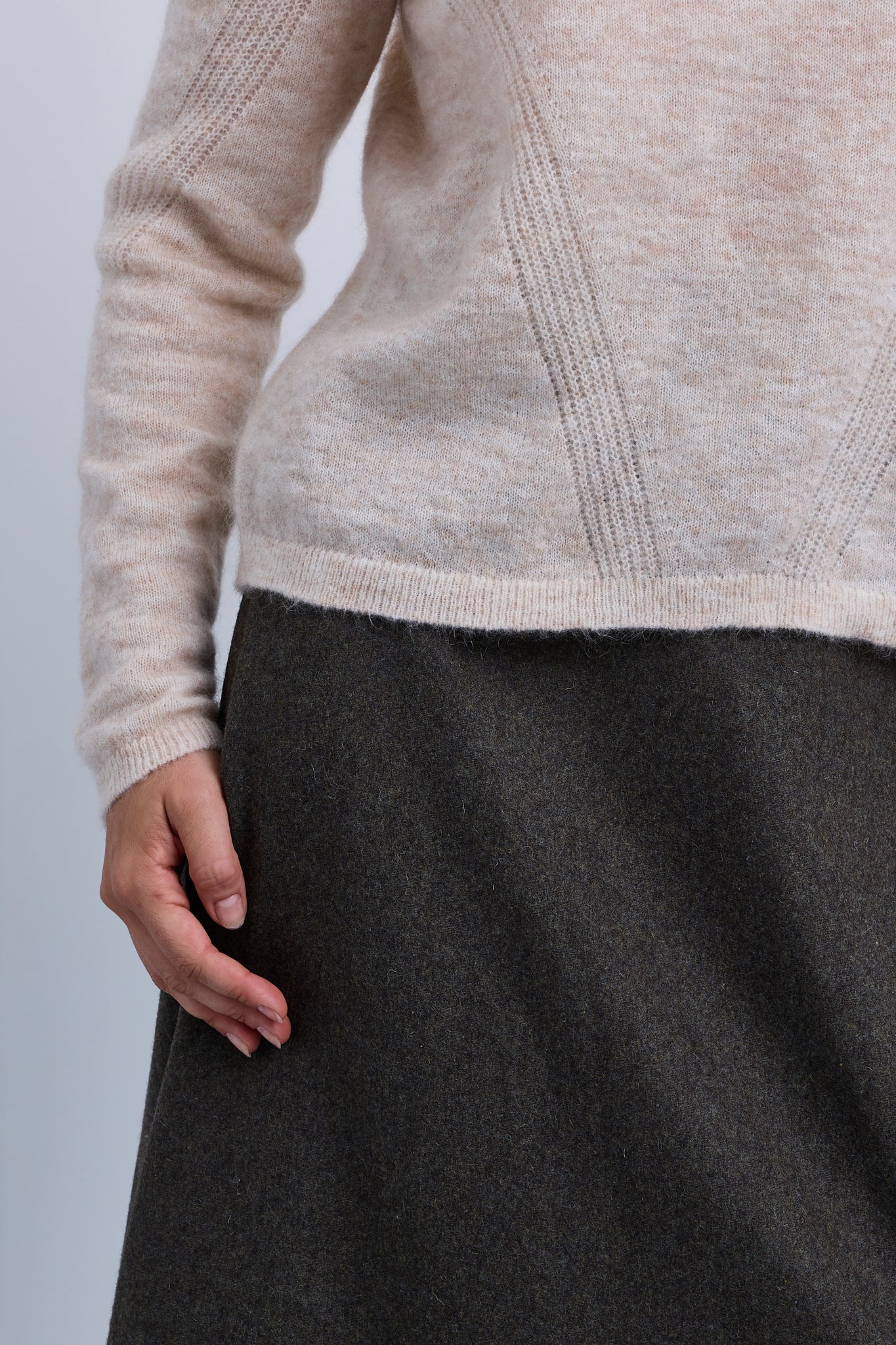 Fine Knit High Neck Top with Fine Seam Details