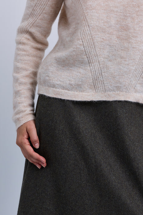 Fine Knit High Neck Top with Fine Seam Details