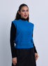 Basket Weave N Logo Tank Top with Attached Sleeves & Hi Neck