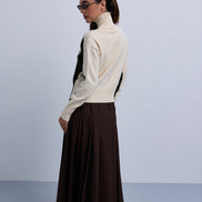 Two Tone High Neck Jumper with Side Chest Heart Design