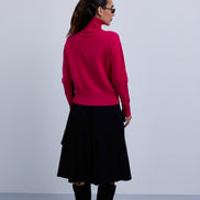 Two Tone High Neck Jumper with Side Chest Heart Design