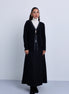 Longer Length Ribbed Knit Cardigan with Leather Piping Gold Hardware Closure
