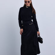 Buckle Collar Mock Neck Knit Sweater