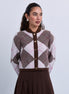 Mohair Knit Argle Pattern Cropped Soft Knit Cardigan