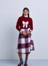 Fine Knit High Neck Top with Inset Bow Details