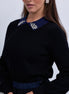 Contrast Embellished Collar Top with Wide Sleeve