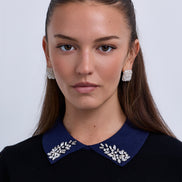 Contrast Embellished Collar Top with Wide Sleeve