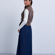 Textured Knit Diamond Design Top with Attached Sleeves