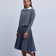 Pebble Texture Sequin Knit Yarn with Shirt Collar