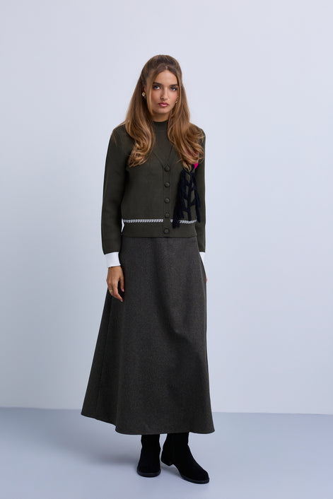 Knit Top with Colour Pop Falling Flower and contrast Cuffs