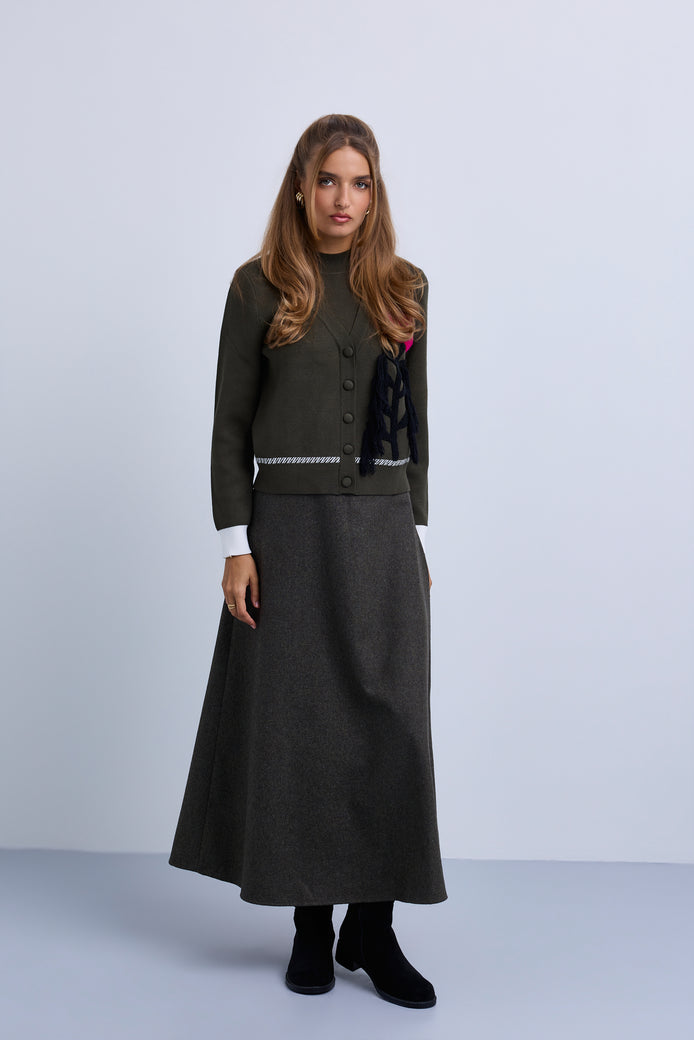Knit Top with Colour Pop Falling Flower and contrast Cuffs