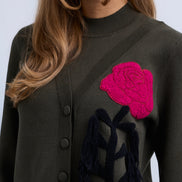 Knit Top with Colour Pop Falling Flower and contrast Cuffs