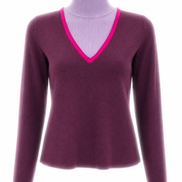 V Neck Design Top With Contrast Piping and High Neck Insert