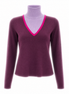 V Neck Design Top With Contrast Piping and High Neck Insert - Purple