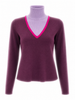 V Neck Design Top With Contrast Piping and High Neck Insert - Purple