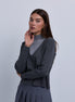 V Neck Design Top With Contrast Piping and High Neck Insert