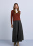 V Neck Design Top With Contrast Piping and High Neck Insert - Rust