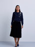 Button Front Knitted Cardigan with Side Beaded Flower Design