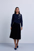 Button Front Knitted Cardigan with Side Beaded Flower Design