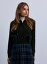 Ribbed Knit Buttoned Cardigan with Ribbon Bow Pockets