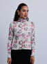 All Over Flower Print Roll Neck Top