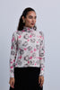 All Over Flower Print Roll Neck Top