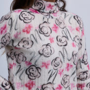 All Over Flower Print Roll Neck Top