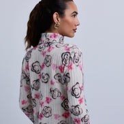 All Over Flower Print Roll Neck Top