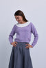 Knit Top with embossed  Stitched Design and Crochet Collar