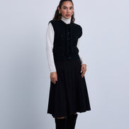 Sequin Yarn Sleeveless Vest with Neck Tie