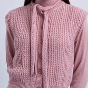 Sequin Yarn Sleeveless Vest with Neck Tie