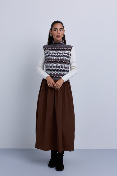 Fair Isle Knit Look Maxi Dress