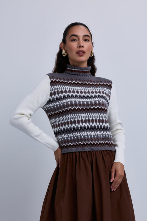 Fair Isle Knit Look Maxi Dress