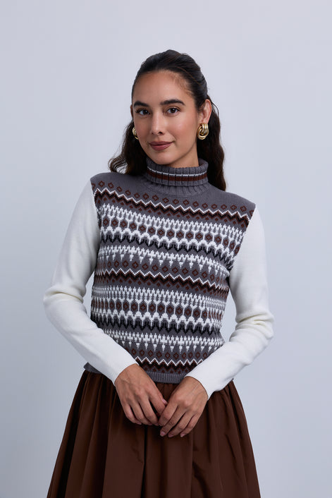 Fair Isle Knit Look Maxi Dress
