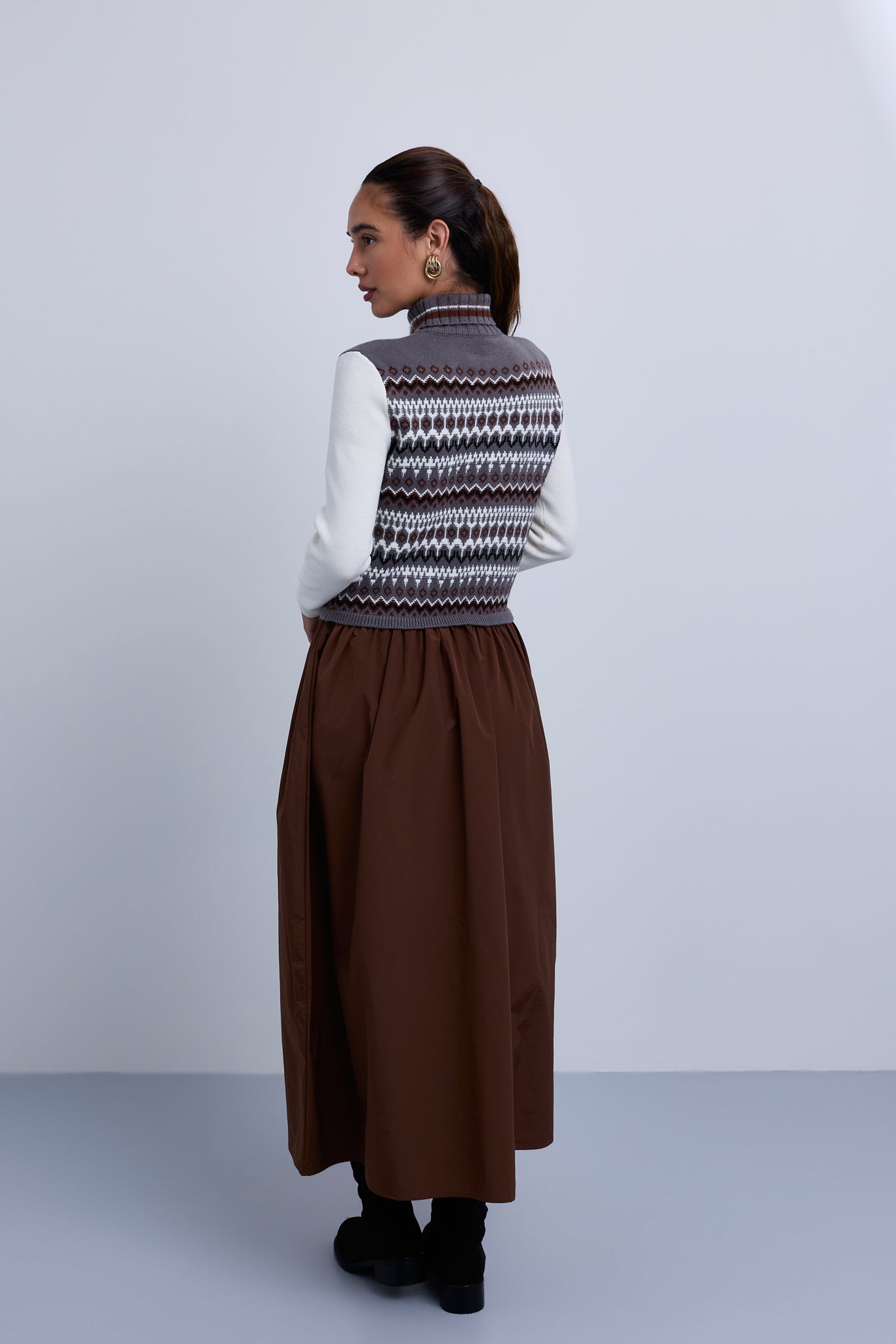 Fair Isle Knit Look Maxi Dress