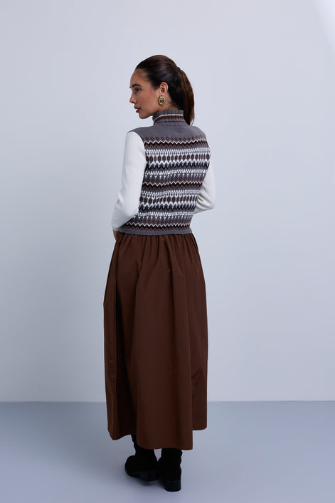 Fair Isle Knit Look Maxi Dress