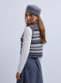 Patterned Knit Sleeveless Roll Neck Top