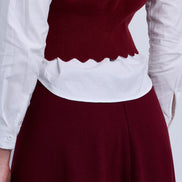 Sleeveless Vest with Scallop Edge and Pin Applique