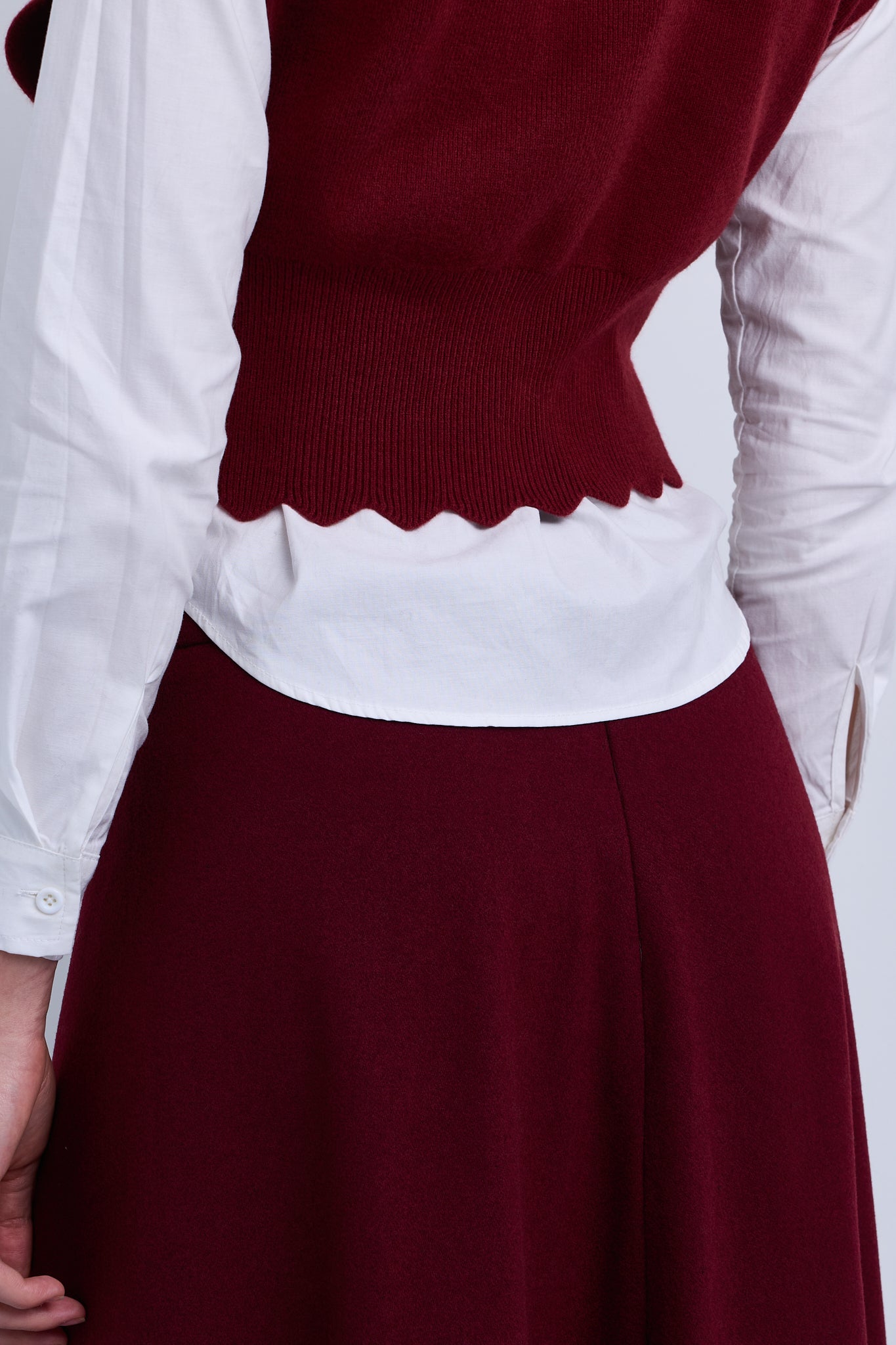 Sleeveless Vest with Scallop Edge and Pin Applique