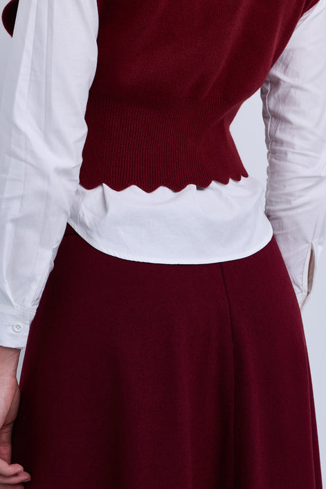 Sleeveless Vest with Scallop Edge and Pin Applique