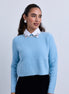 Beaded Neckline Knit Top with Beaded Shirt Collar