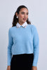 Beaded Neckline Knit Top with Beaded Shirt Collar
